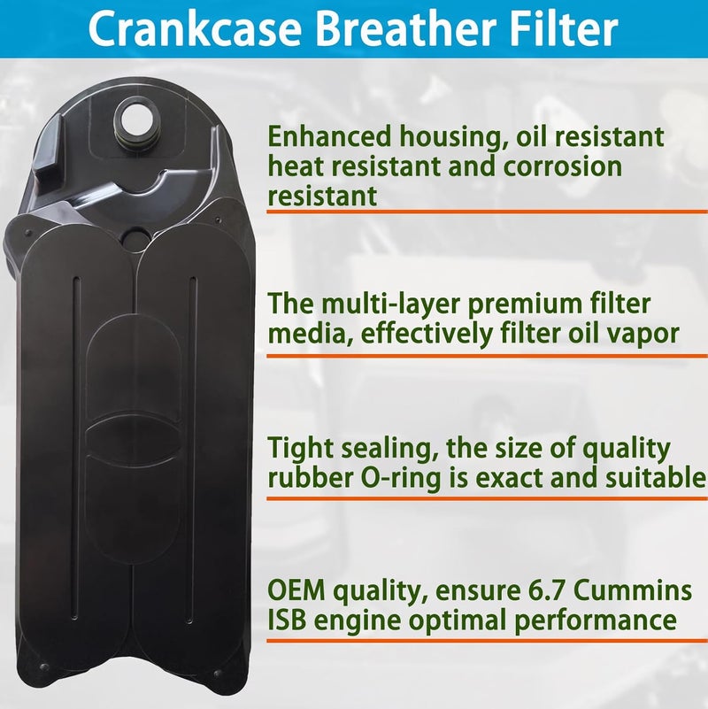 BZANPAR Crankcase Ventilation Filter Fits for 2008-2024 Ram 2500 3500 4500 5500, Crankcase Breather Filter for 6.7 Cummins ISB Engine, CCV Filters Replace CV52001 68002433AB 4936636 904-418 - Image 3